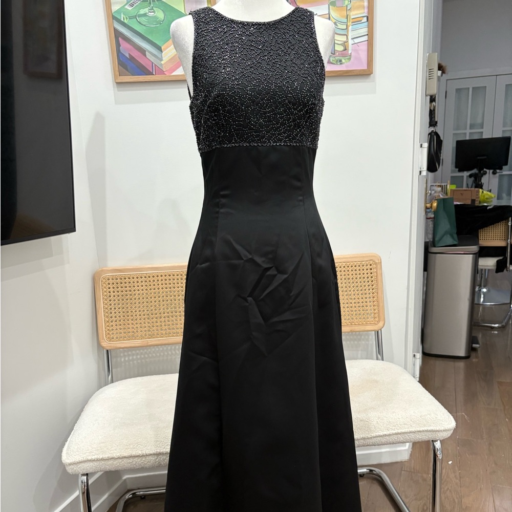 Black Beaded Evening Gown - Elegant Women's Dress